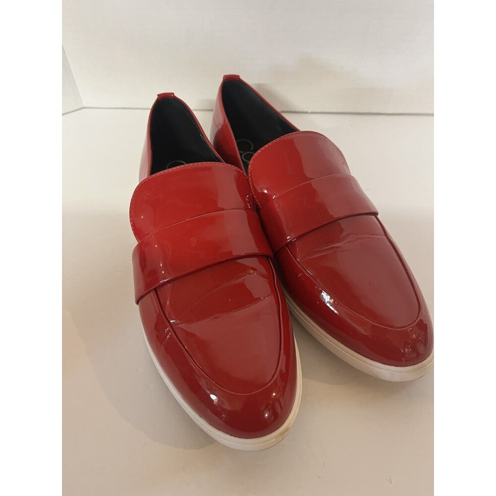 Calvin Klein Serine Red Rouge Patent Loafer Womens 8.5 Shoes Slip On With Box